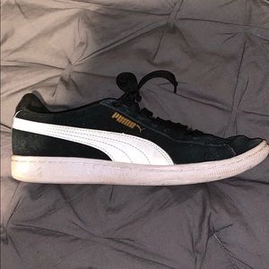 Black suede pumas